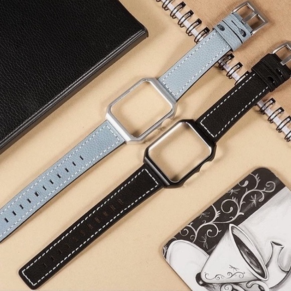 Unisex Leather Strap Replacement Band with Stainless Metal Clasp for Apple Watch - Picture 5 of 11